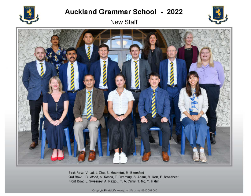 New staff at Auckland Grammar School for 2022