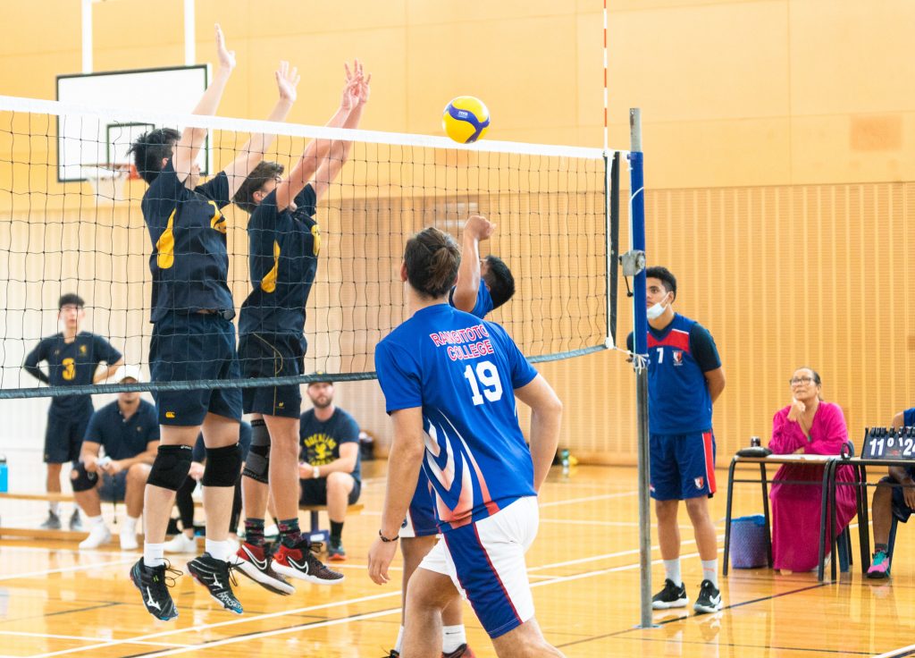The Senior Premier Volleyball team in action against Rangitoto College